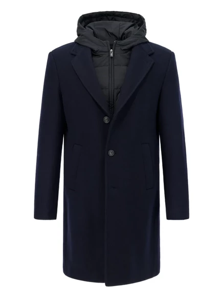 Однобортное стеганое пальто Boggi Milano blue