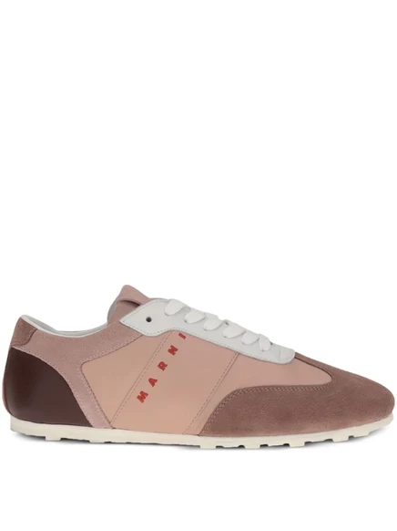 Кроссовки Marni с вышитым логотипом на замшевой вставке pink