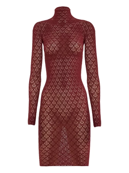 Женское мини-платье Wolford сетчатое, бордовое