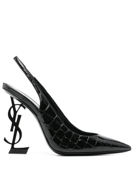 Женские лодочки Saint Laurent Pre-Owned 100 мм, крокодил, черные