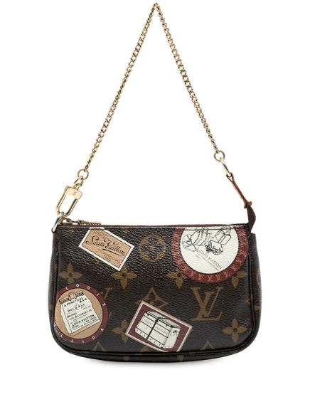 Бывшие в употреблении кофры и сумки Louis Vuitton 2009 года выпуска с монограммой, нашивка Mini Pochette Accessoires, сумочка brown