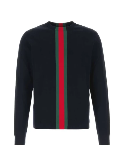 Мужской свитер Gucci с жаккардовой полосой Web, черный