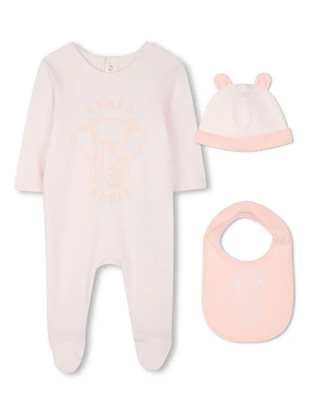 Пижамный комплект Kenzo Kids с принтом слона pink