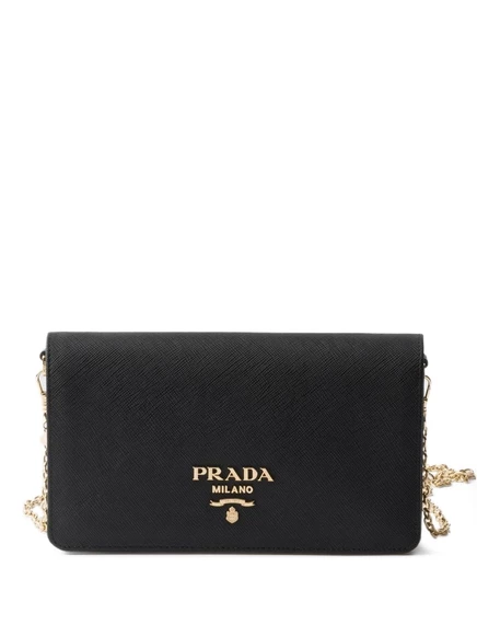 Женский клатч Prada Saffiano с цепочкой, черный