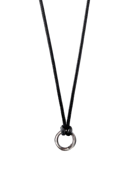 Мужское ожерелье David Yurman Circle Amulet из стерлингового серебра на шнуре, серебристое