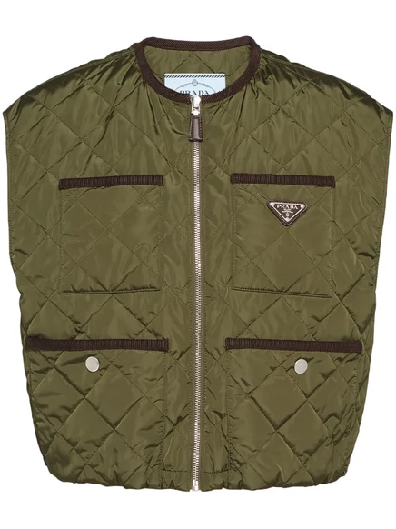 Легкий стеганый жилет из нейлона Prada green