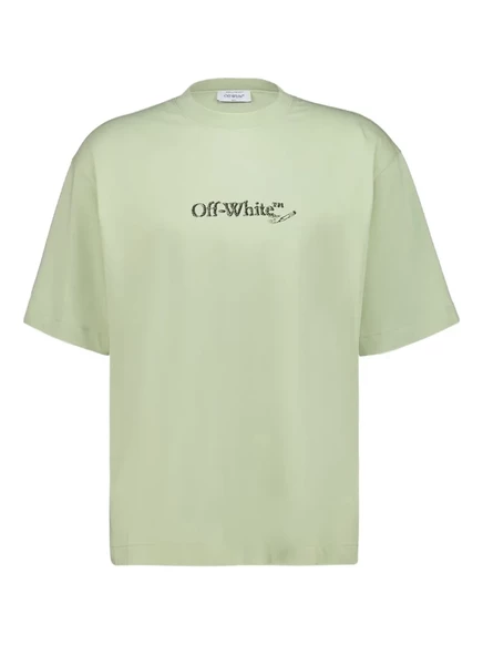 Мужская футболка Off-White Scribble с вышивкой, зеленая