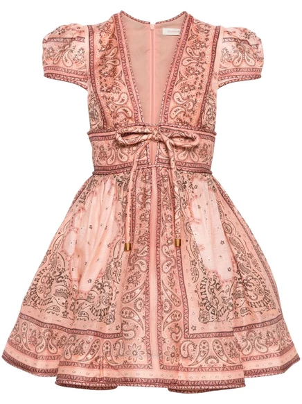 ZIMMERMANN Matchmaker-мини-платье с принтом pink