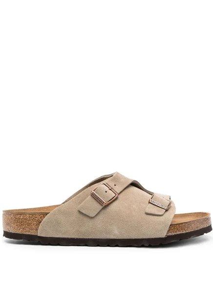 Мужские сандалии Birkenstock Zurich замшевые с пряжкой, коричнево-бежевые