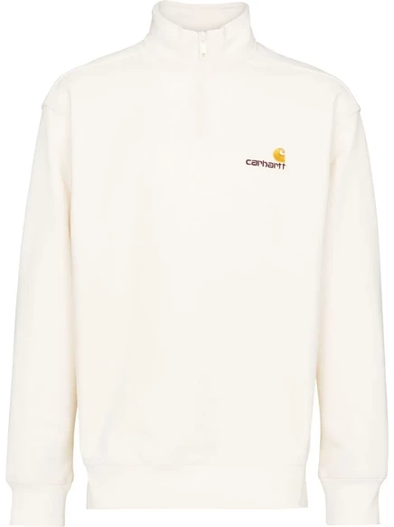 Мужская толстовка Carhartt WIP на полу-молнии, белая
