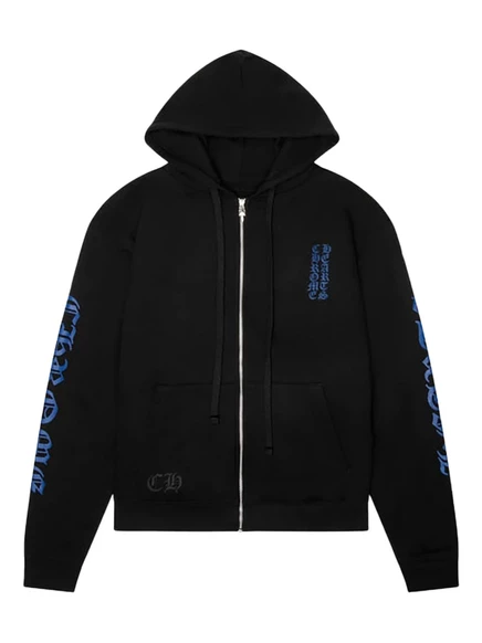 Мужское худи Chrome Hearts на молнии термальное из хлопка с принтом, черное