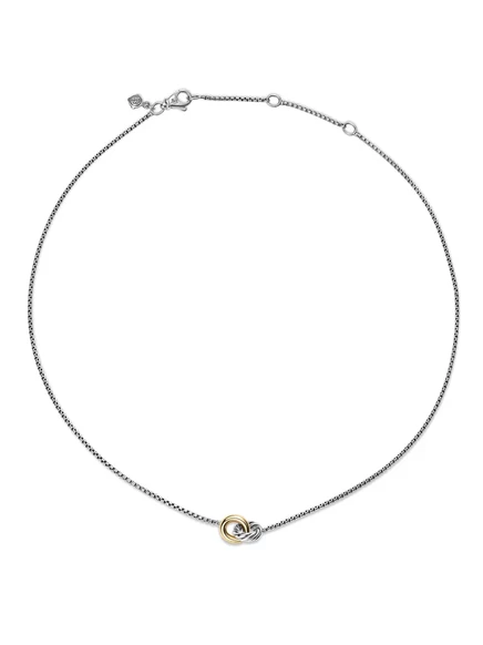 Женское колье David Yurman Petite Cable Linked 15 мм, серебристое/золотое