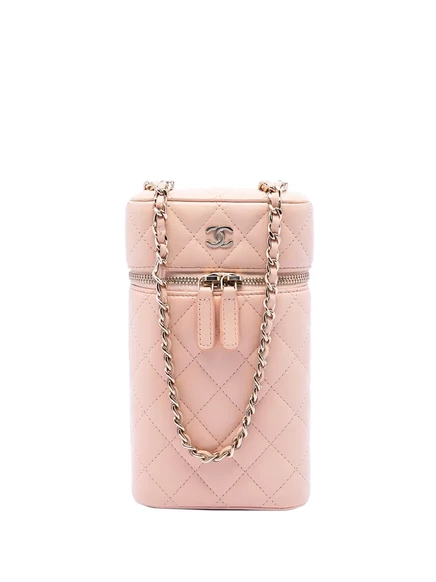 Сумка-чехол CHANEL для телефона с цепочкой, розовая