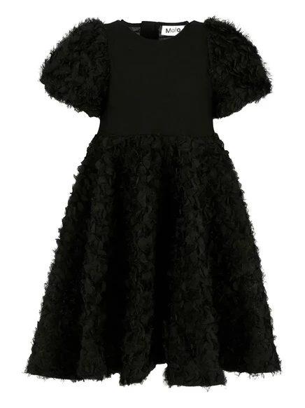 Текстурированное платье с пышными рукавами Molo black