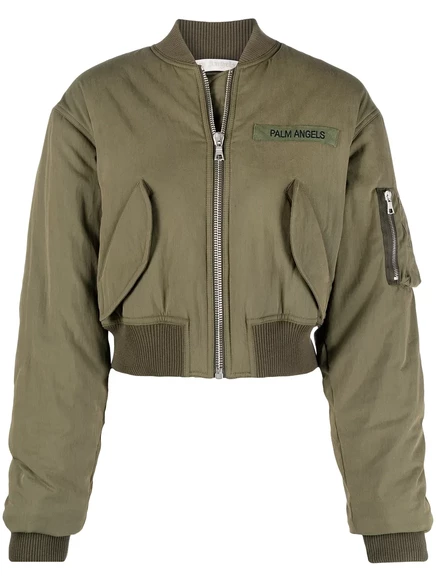 Укороченная куртка-бомбер с нашивкой с логотипом Palm Angels green