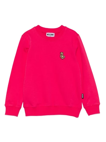 Детская толстовка MOSCHINO KIDS с вышитым медвежонком, розовая