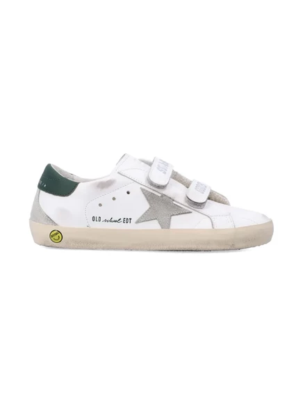 Детские кожаные кеды Golden Goose Kids Star на липучке, белые