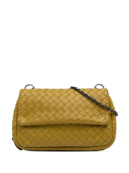Сумка через плечо Bottega Veneta 2012-2024, бывшая в употреблении, Mini Nappa Intrecciato с расширяющимся клапаном на цепочке yellow