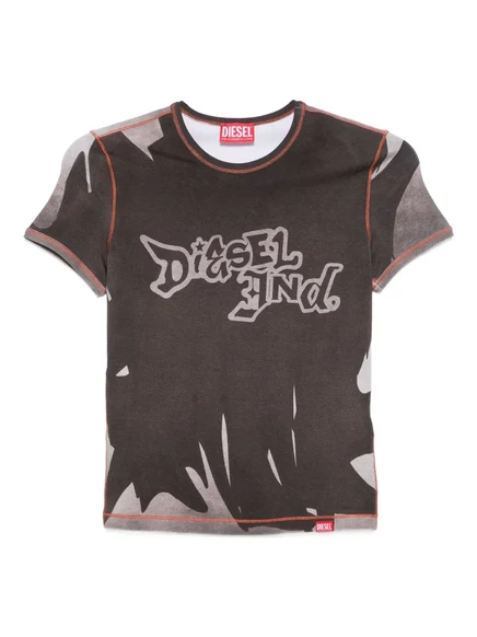 Женская футболка Diesel с логотипом, коричневая