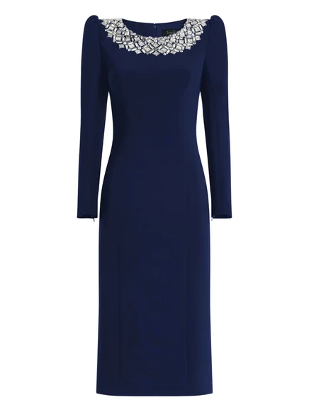Женское платье Jenny Packham Jacquetta миди с декором, темно-синее