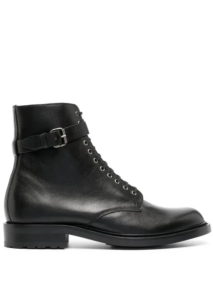 Армейские ботинки с пряжкой Saint Laurent 20 мм black