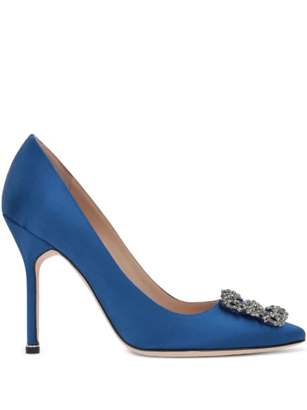 Туфли-лодочки с аппликацией Manolo Blahnik Hangisi 105 мм blue