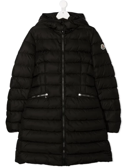 Подростковое стеганое пальто с капюшоном Moncler Enfant black