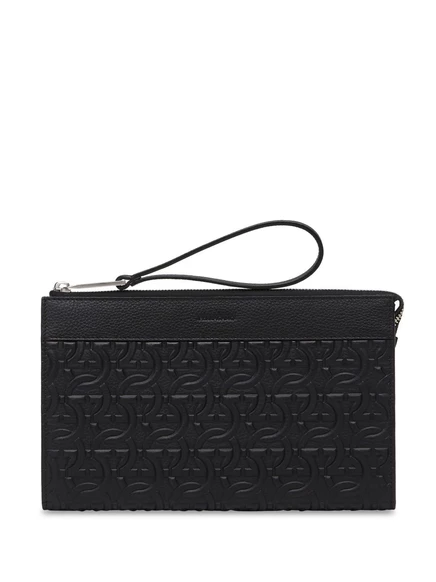 Мужской клатч Ferragamo из тисненой кожи, черный