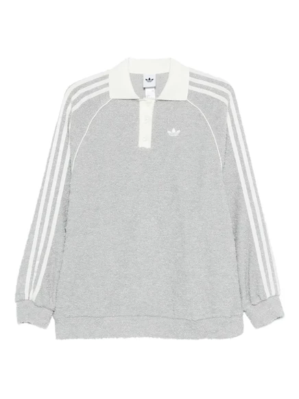 Женское поло Adidas из букле с тремя полосами, серая