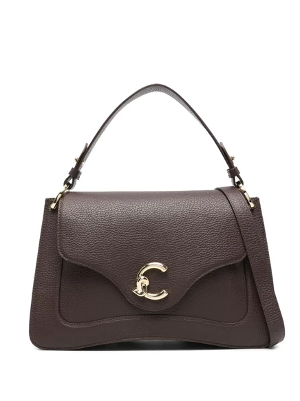 Кожаная сумка-тоут с логотипом Coccinelle brown