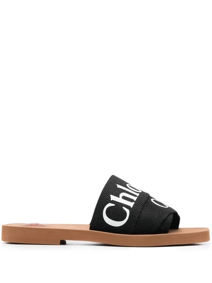 Босоножки на ремешке с логотипом Chloé black