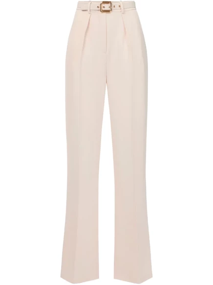 Брюки из крепа с поясом Elisabetta Franchi neutrals