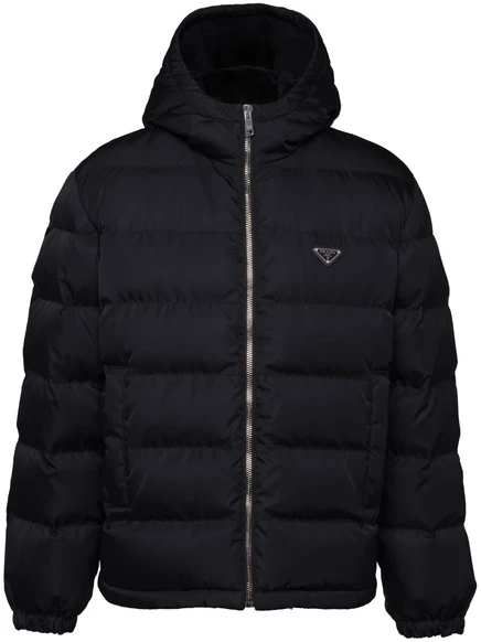 Укороченный пуховик Prada из переработанного нейлона black