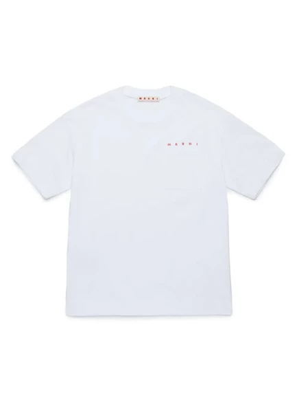 Детская футболка Marni Kids с логотипом, белая