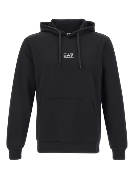 Мужское худи EA7 Emporio Armani из стрейч-хлопка, черное