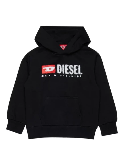 Худи для мальчиков Diesel Kids Sdropshood с логотипом, черное