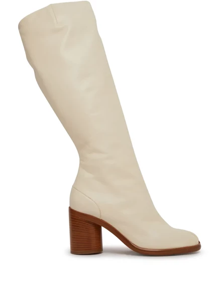 Женские ботфорты Maison Margiela Tabi 80 мм из телячьей кожи, бежевые