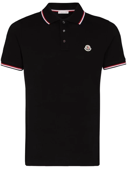 Мужское поло Moncler Maglia Polo Manica Corta, черное