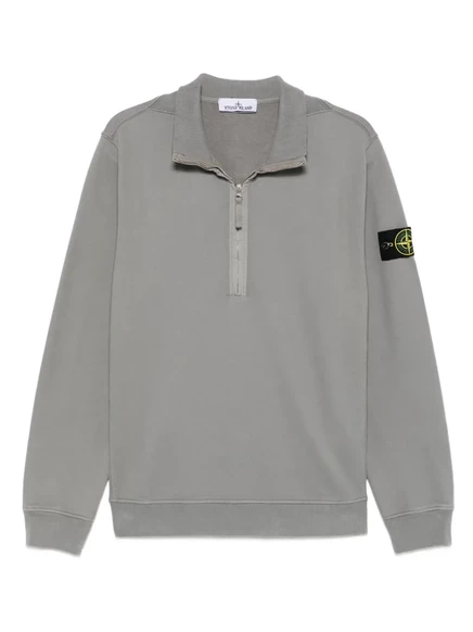 Мужская флисовая толстовка Stone Island на полумолнии, серая
