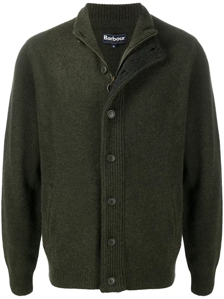 Шерстяной кардиган Barbour с высоким воротом  green