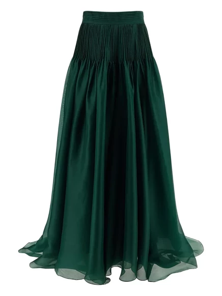 Женская юбка Carolina Herrera из органзы, зелёная