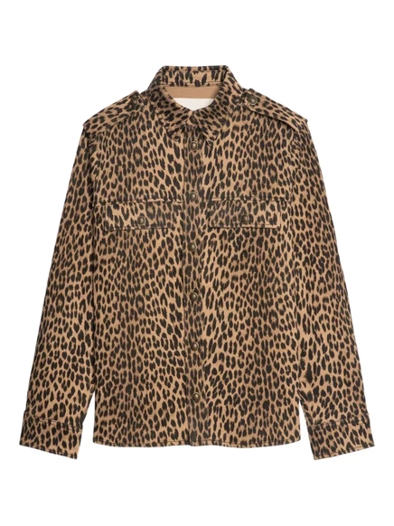 Женская рубашка Zadig & Voltaire с леопардовым принтом, коричневая