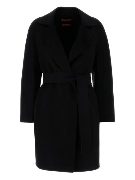Женское шерстяное пальто Max Mara с поясом, черное