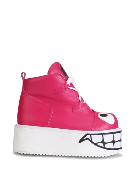 Унисекс байкерские ботинки Swear Smiley кожаные на платформе, розовые