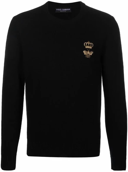 Джемпер из натуральной шерсти с вышивкой от Dolce & Gabbana black