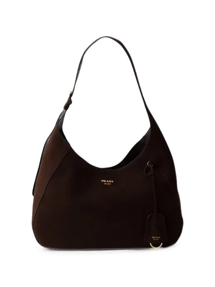 Женская замшевая сумка Prada, большая, коричневая