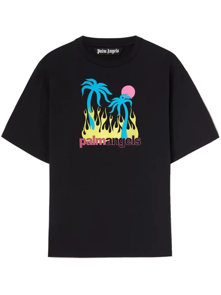 Мужская футболка Palm Angels Burning Oasis, черная