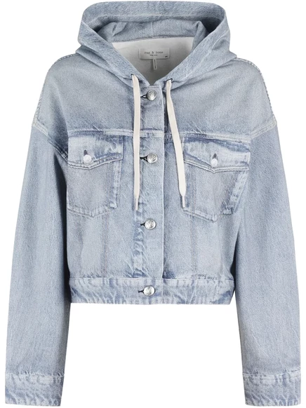 Женская джинсовая куртка Rag & Bone с капюшоном, синяя