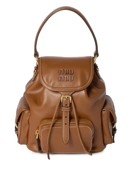 Кожаный рюкзак Miu Miu brown