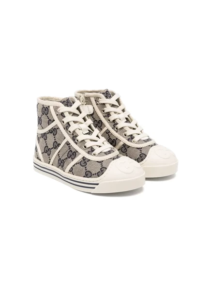 Парусиновые кроссовки Gucci Kids с высоким берцем neutrals